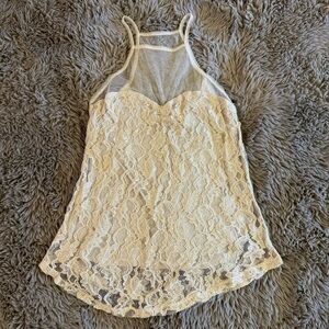 Urban Outfitters Kimchi Blue Lace Sheer Tank Top Cream Small